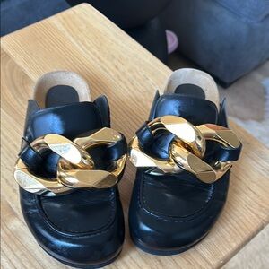 JW Anderson black gold chain slides